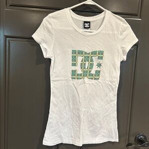 DC White Tee with Checkered Logo